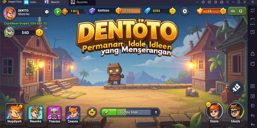 Tampilan utama DENTOTO dengan karakter aktif dalam gameplay Idle.