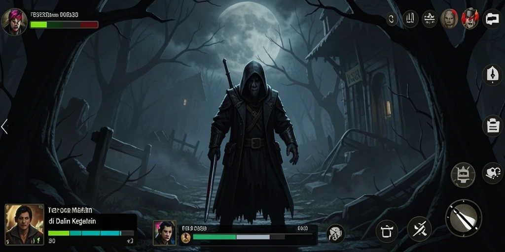 Gameplay FB333 dengan suasana menyeramkan yang menghantui.