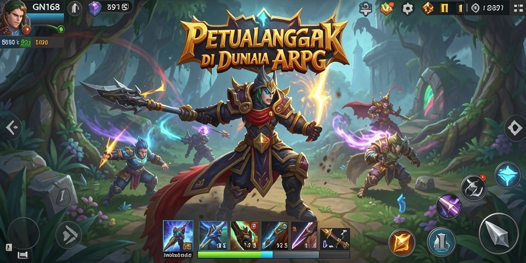 Screenshot utama gameplay GN168 menampilkan pertarungan seru dan karakter yang menawan.