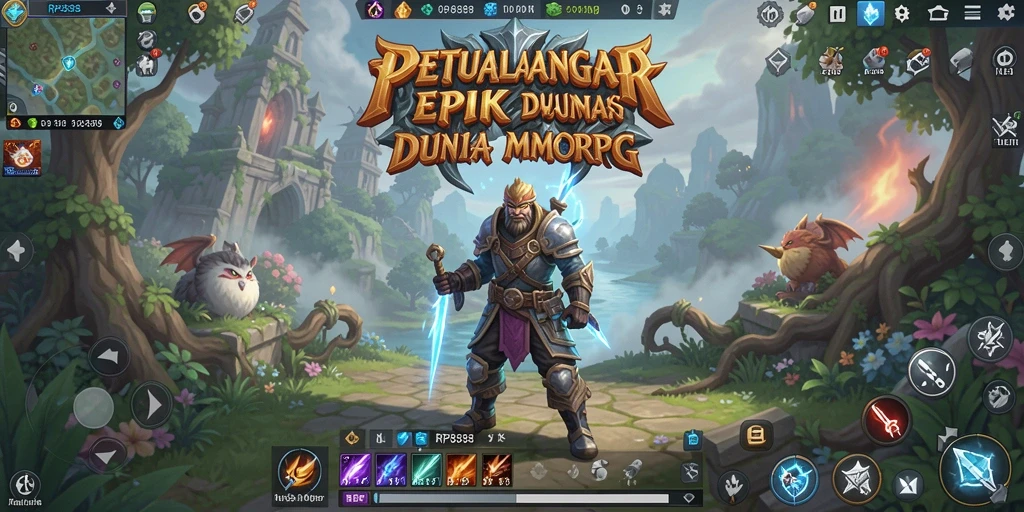Screenshot gameplay RP8888 yang menunjukkan pertempuran epik dalam MMORPG.