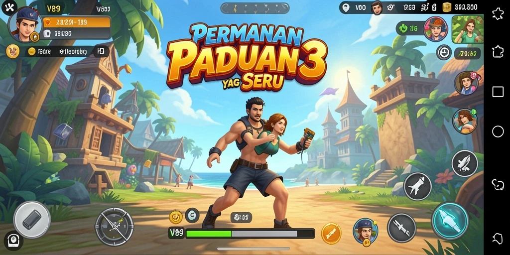 Screenshot V89 menampilkan gameplay Match-3 yang menarik dan penuh warna.